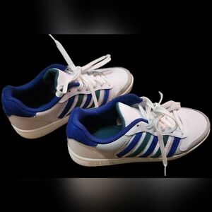 K-Swiss White and Blue Sneakers
